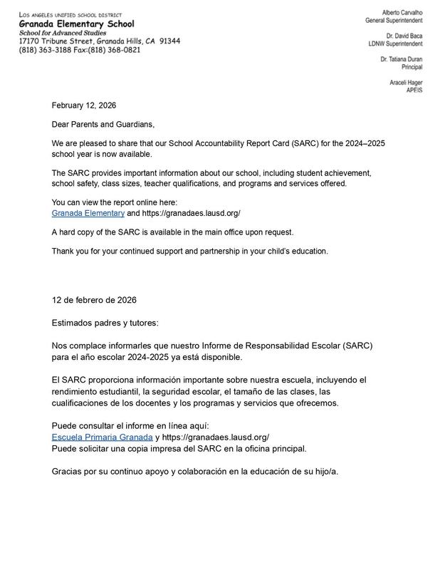 SARC Parent Letter