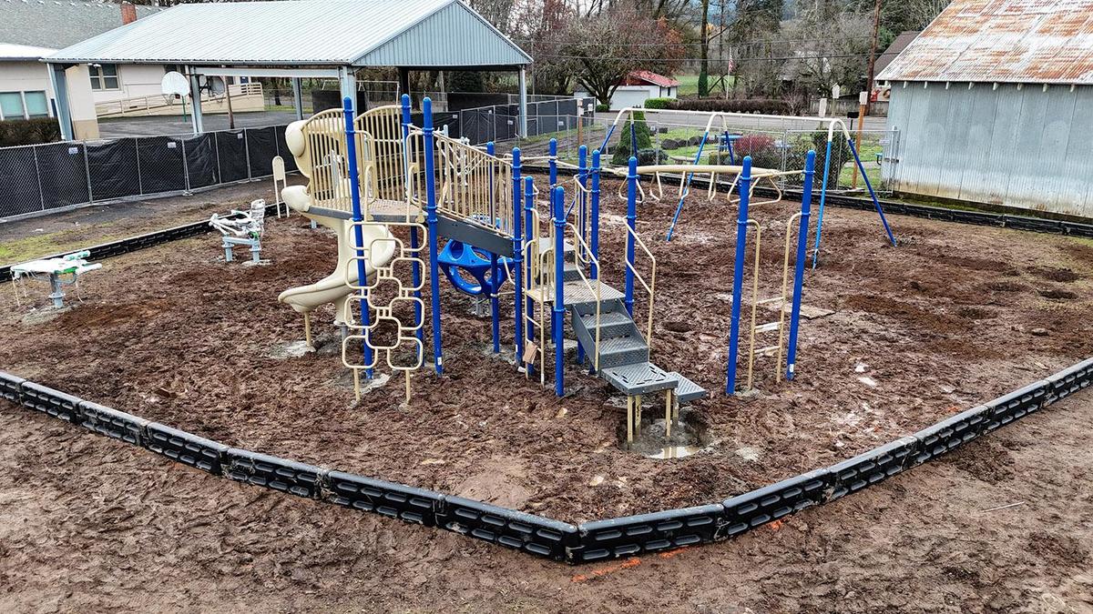 closer view of main playground equipment
