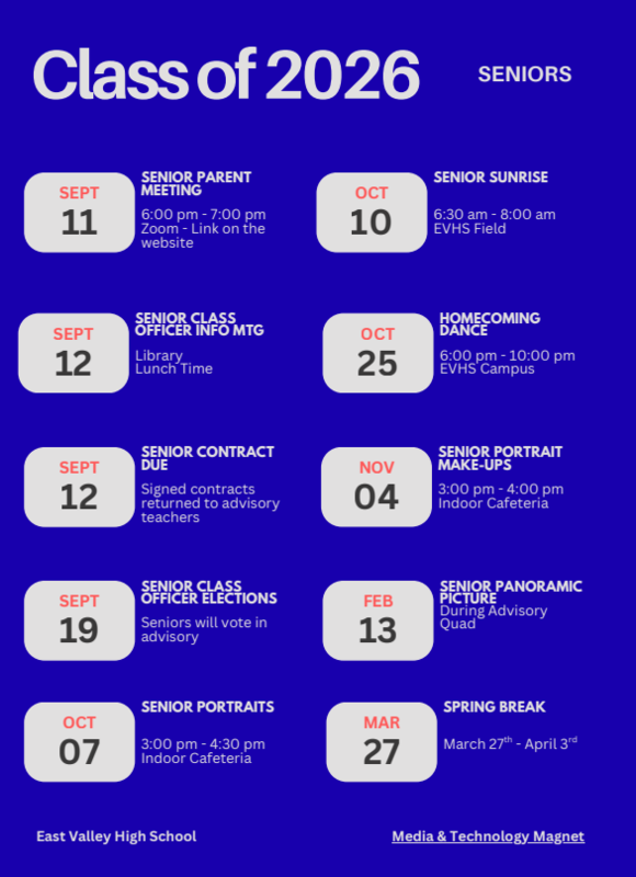 Senior Class Important Dates