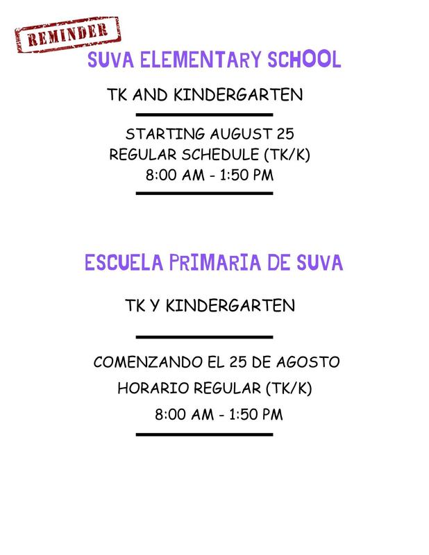 TK/KINDER SCHEDULE