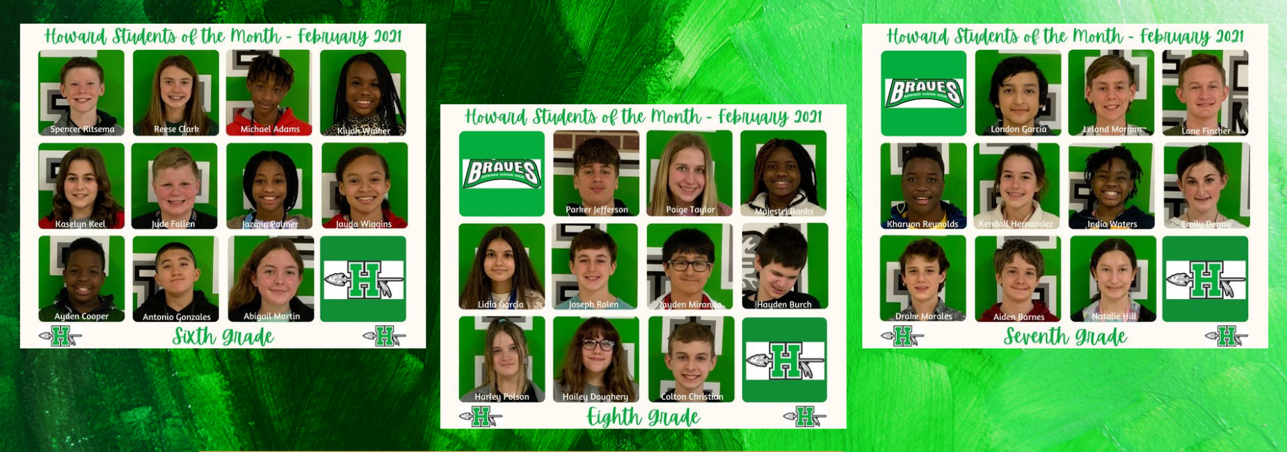 3 graphics with photos of students of the month