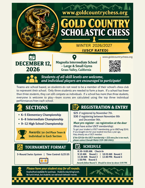 Winter Chess Tournament Information