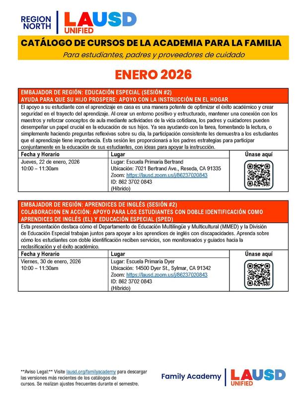 JANUARY 2025 NORTH Course Catalogue SPANISH