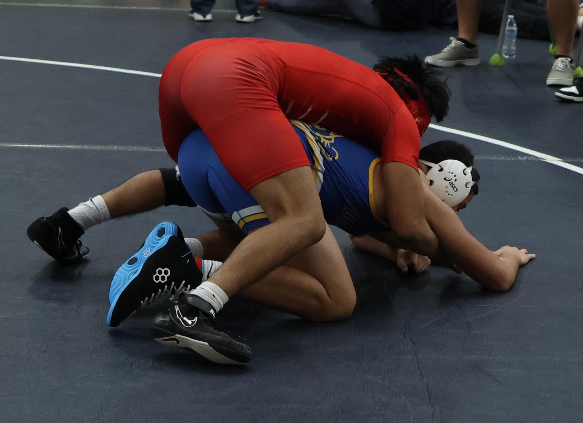 Boys wrestling in the Liberty Duals event 78
