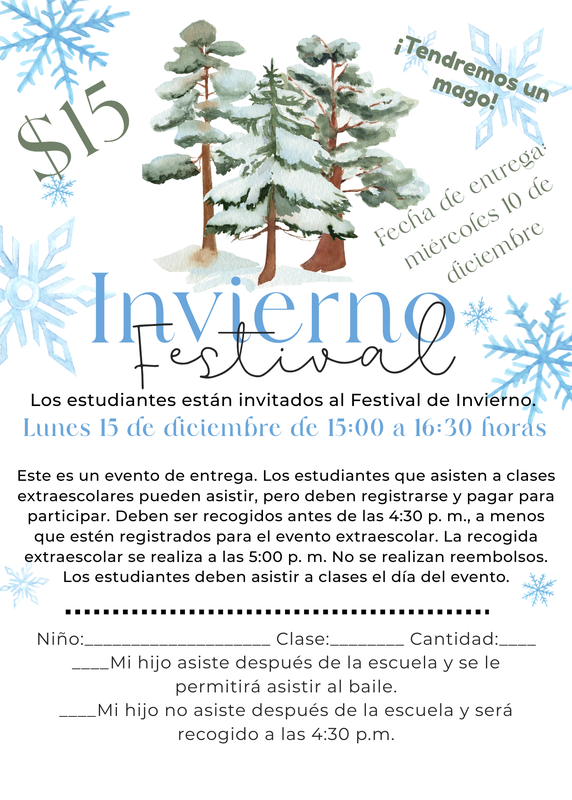 Winter festival school flyer - Spanish