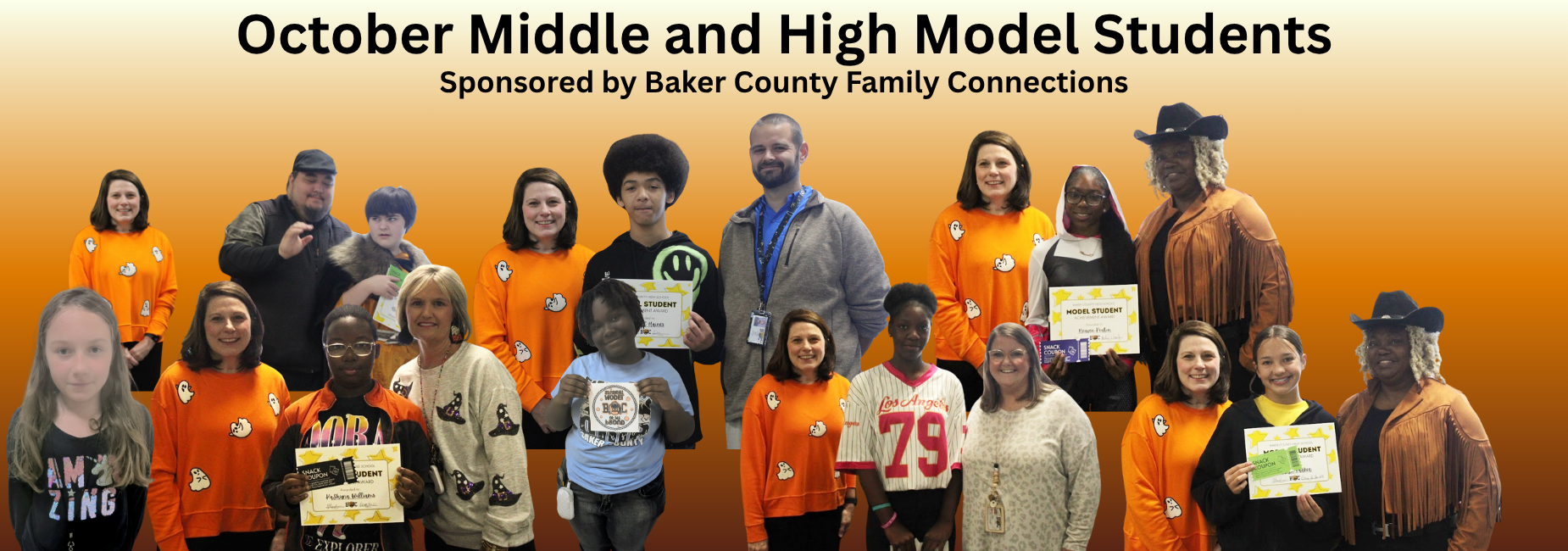 October Model Middle and High Model Students, sponsored by Baker County Family Connections. Keep making us proud Bears!!