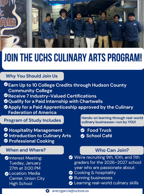 Culinary Arts Program Interest Meeting Flyer