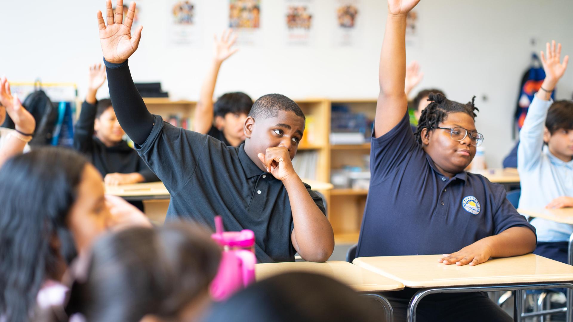 First day of school students participating in class