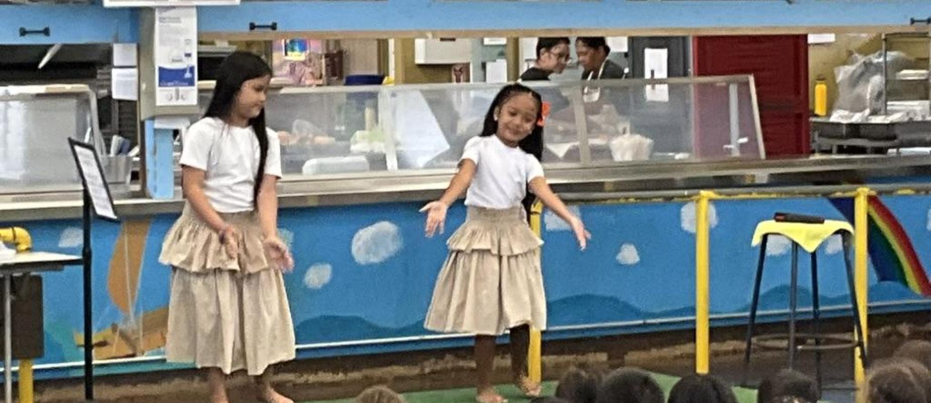 Students dancing hula at the Talent Show