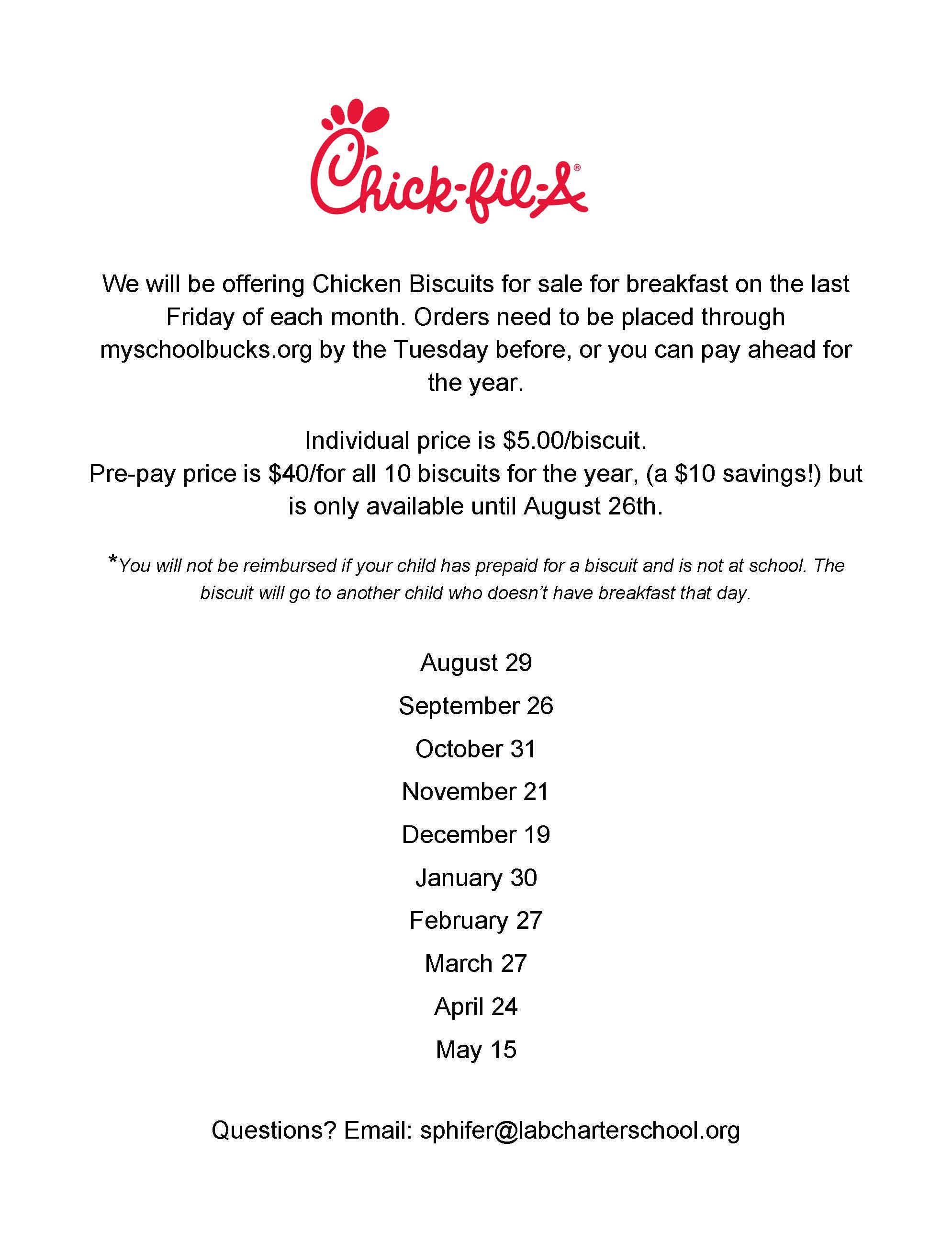 Chick-fil-A Biscuit Sales Dates - Last Friday of Each Month