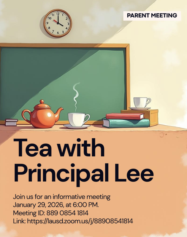 Tea with Principal Lee 1/29 Featured Photo