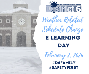 Photo of Dorman in the Snow and E-Learning Announcement for Feb 2