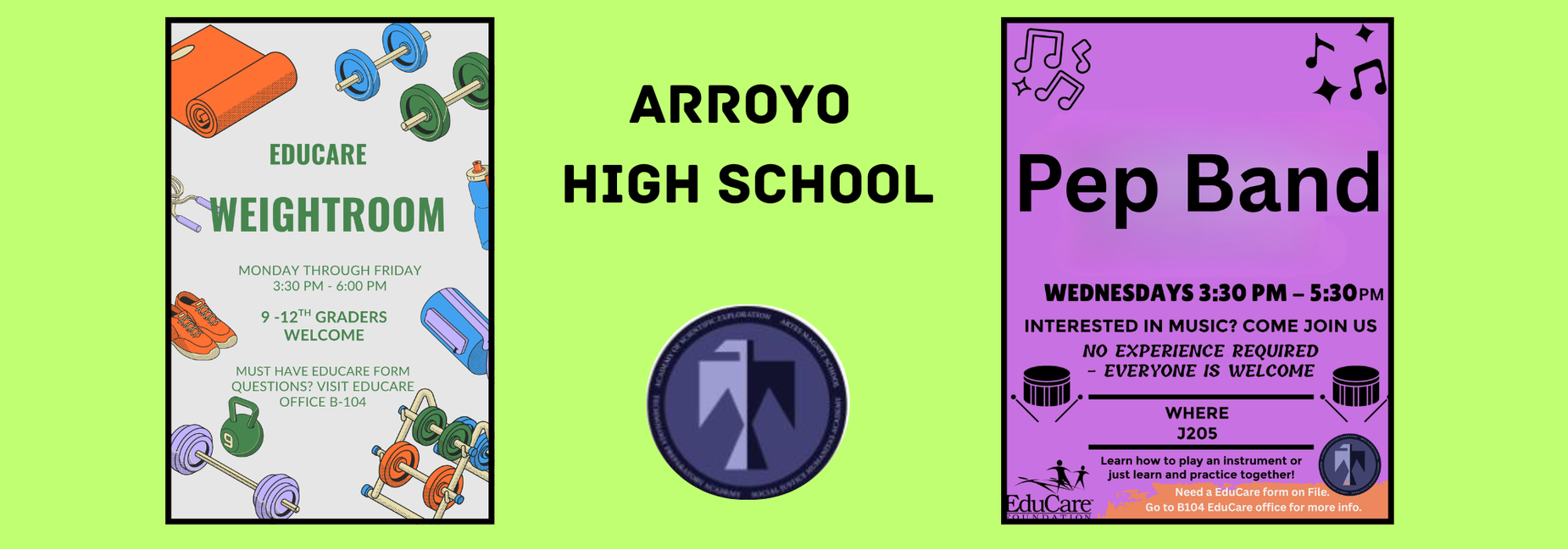 EduCare afterschool programs available to Arroyo High School Students for the 2026-2027 school year / Programas disponibles para despues de clases para los alumnos de Arroyo High School