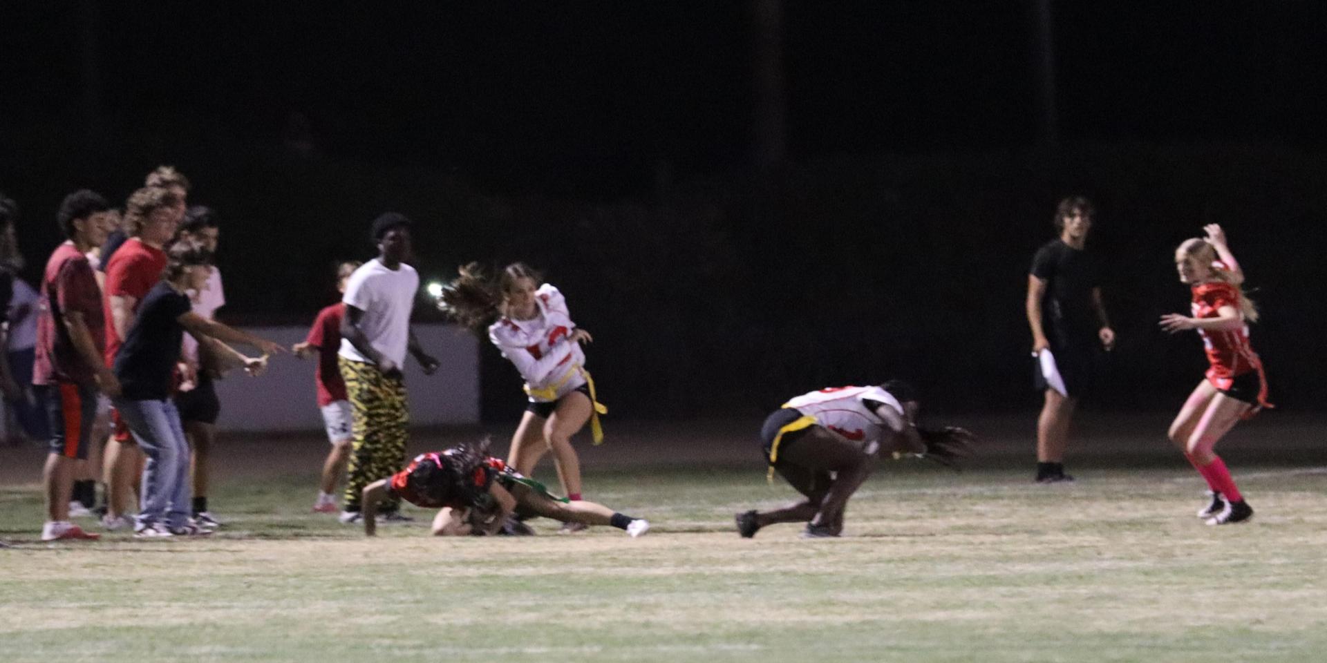 girls playing flag football
