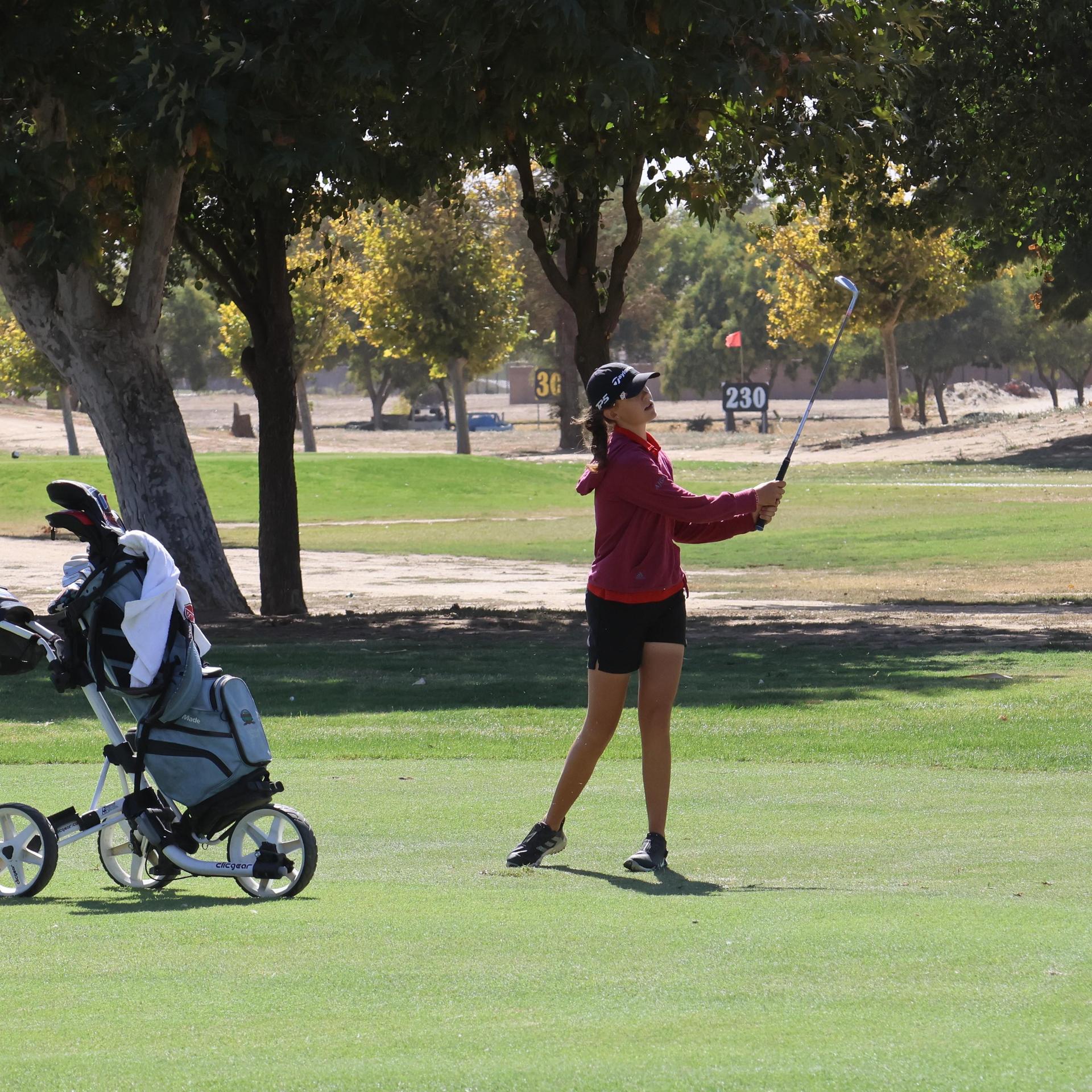 Girls golfers in action at the championships