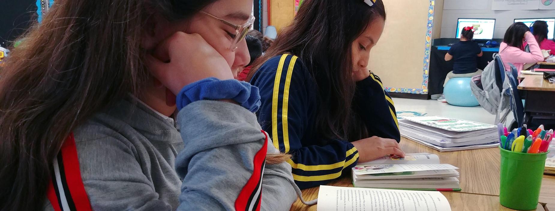 Two students read their books
