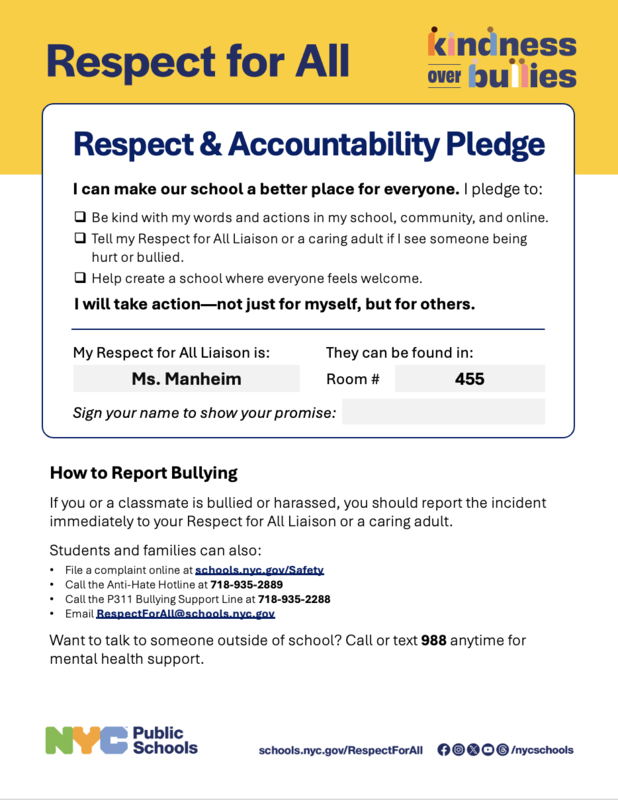 Kindness Over Bullies Respect for All Pledge
