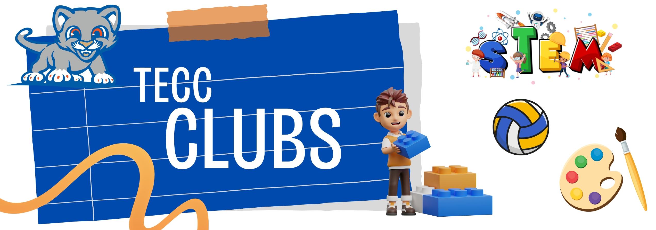 header image of tecc clubs themes legos volleyball art and more