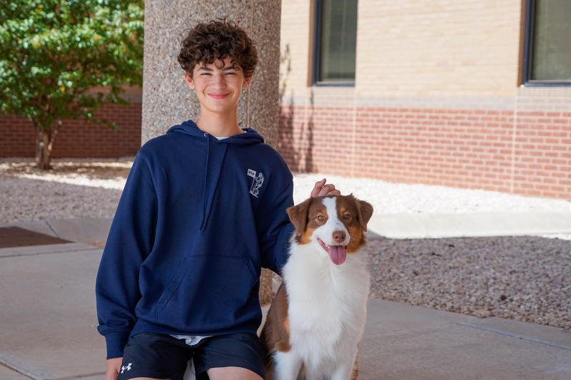 Sawyer Johnson with dog
