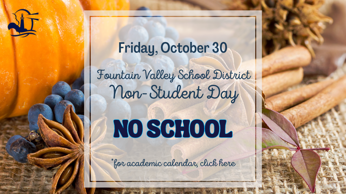 Text announcement about a non-student day with autumn elements and spices.