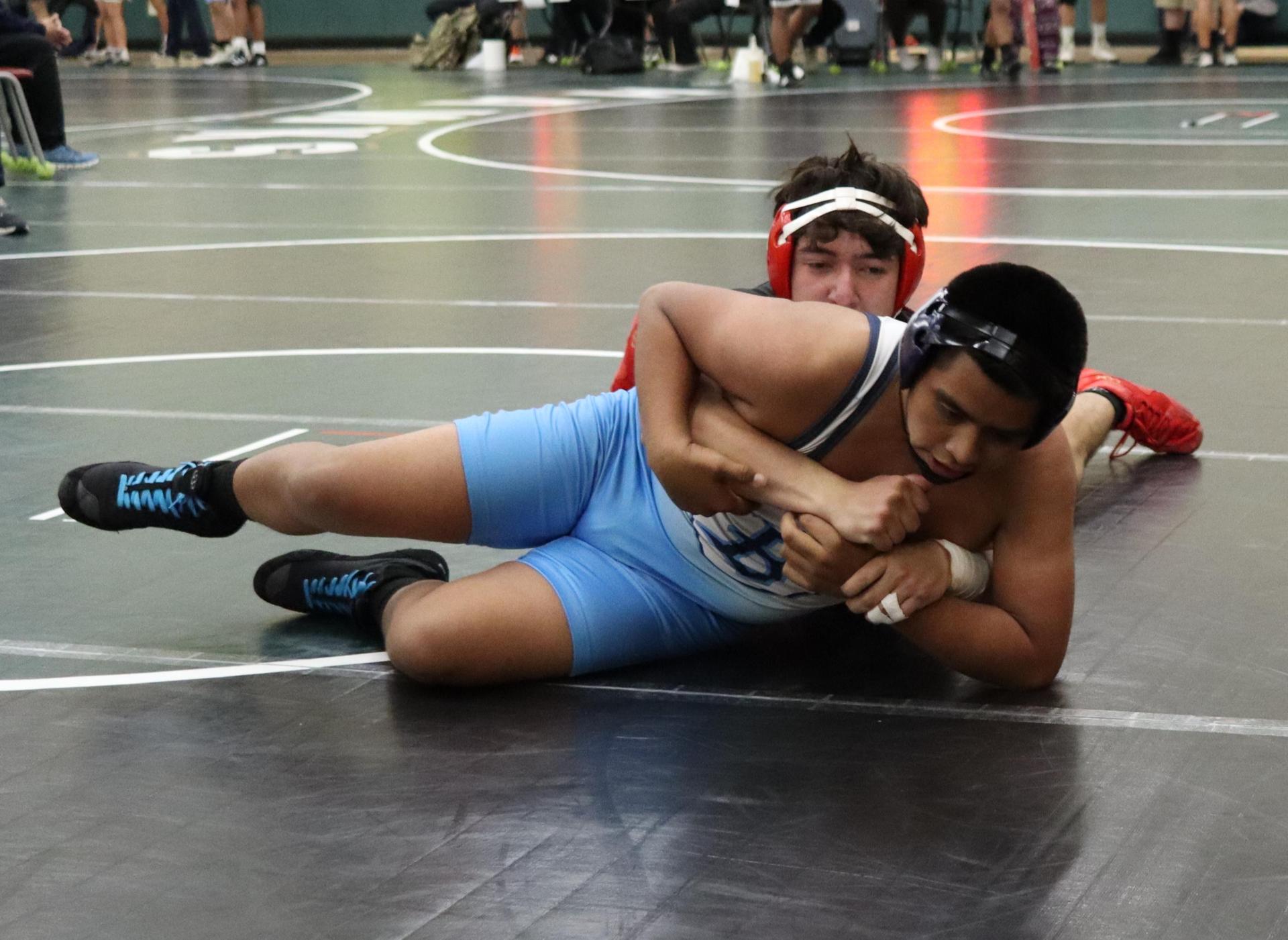 wrestlers in action at the Hawks invitational