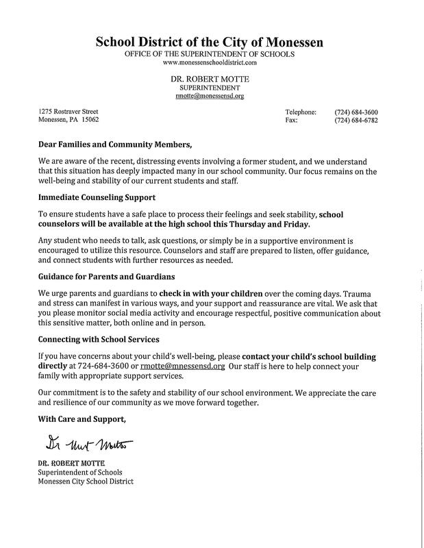 Letter from Dr. Motte, Superintendent 11/11/2025 Featured Photo
