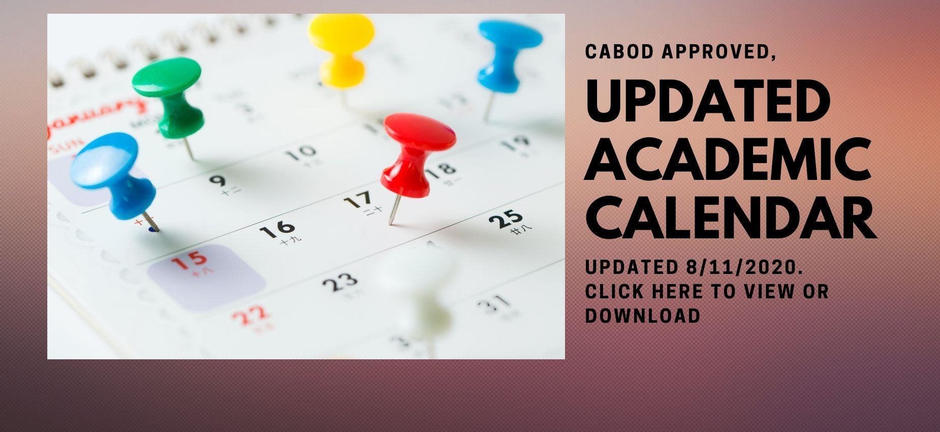 Click here for the updated 2020-2021 Academic Calendar
