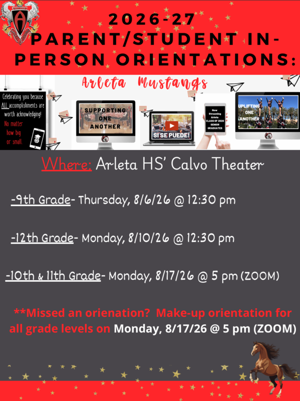 Flyer detailing the date/time of the upcoming orientations.