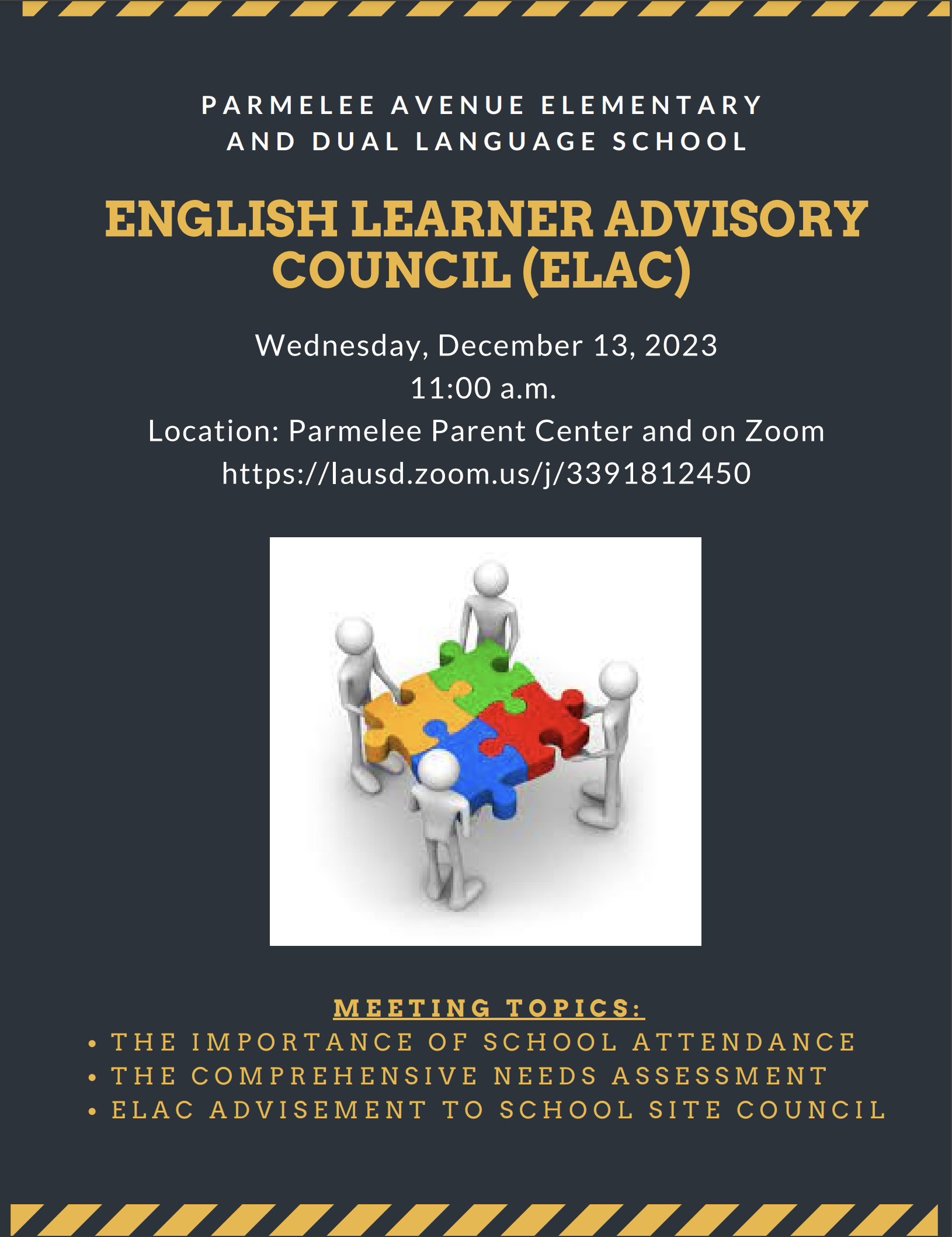 ELAC Meeting Parmelee Avenue Elementary and Dual Language School