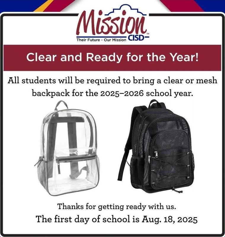 2025-2026 Clear/Mesh Backpack Policy! Featured Photo