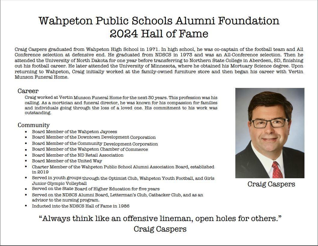 Craig Caspers plaque