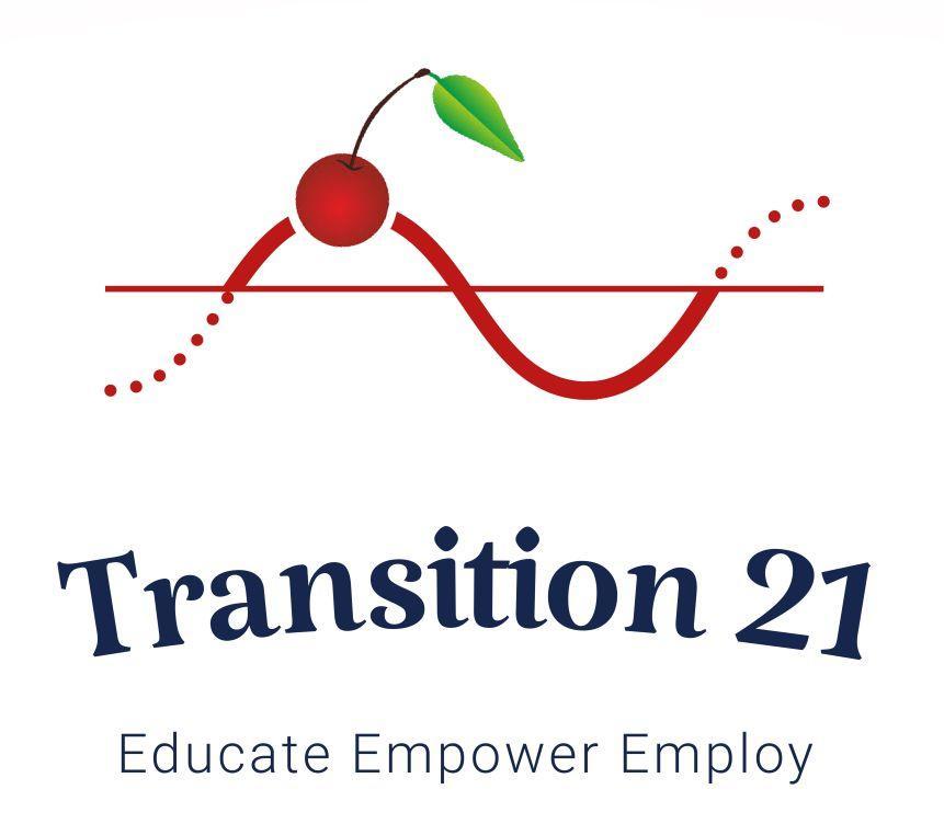 Red squiggle with a cherry on it above the words Transition 21