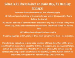 What are Friday $1 Dress Down and $1 Hat Days?