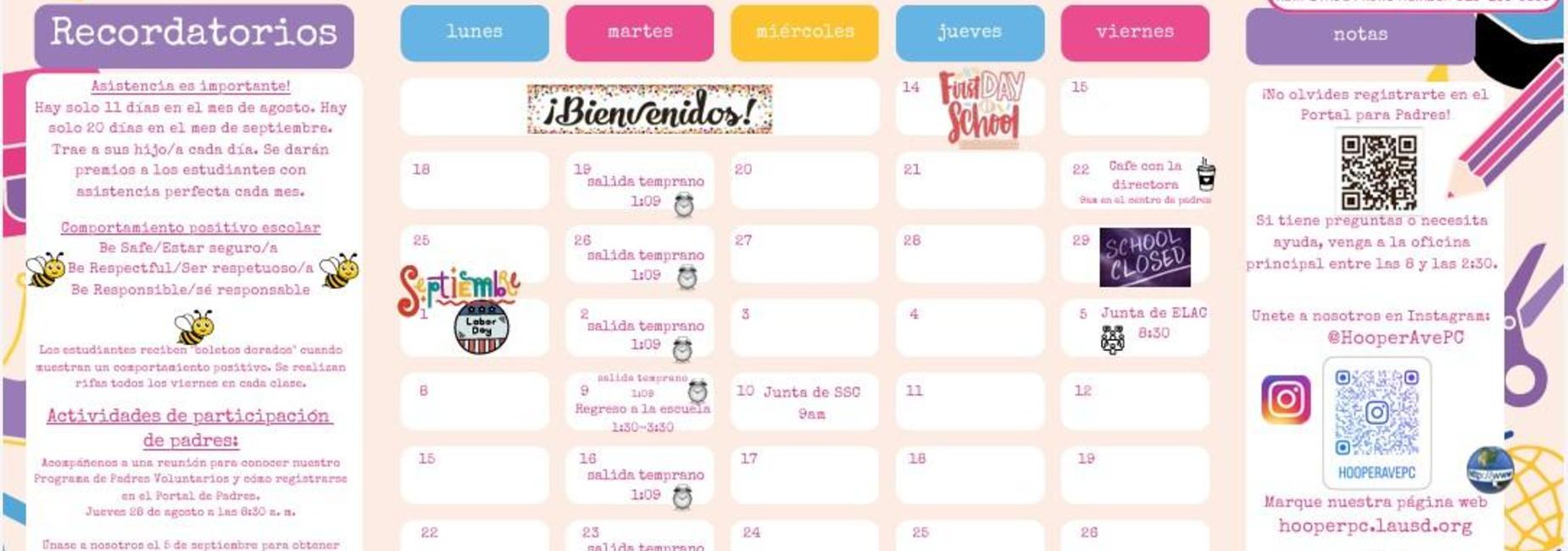 spanish parent calendar