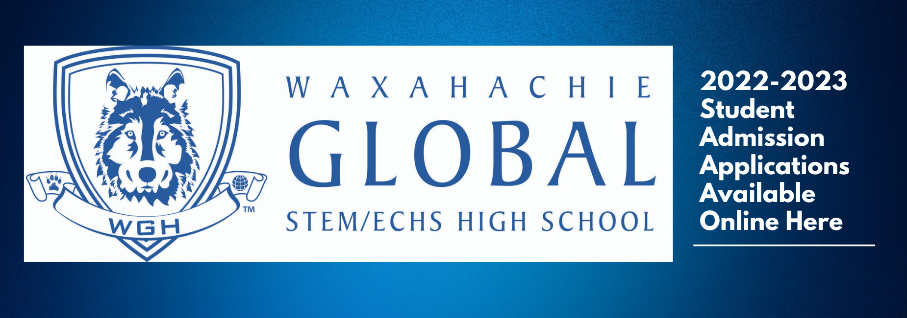graphic with school logo reads apply online