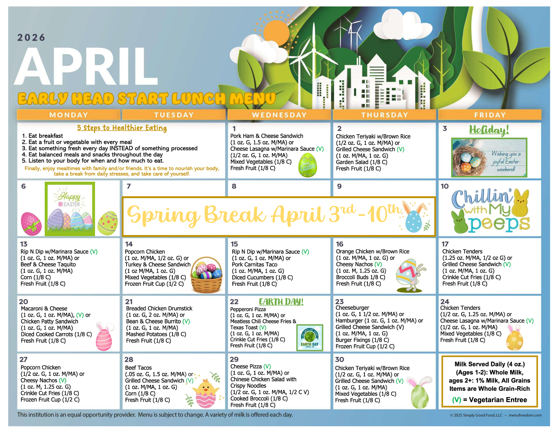 Early Head Start Lunch Menu (click to view)