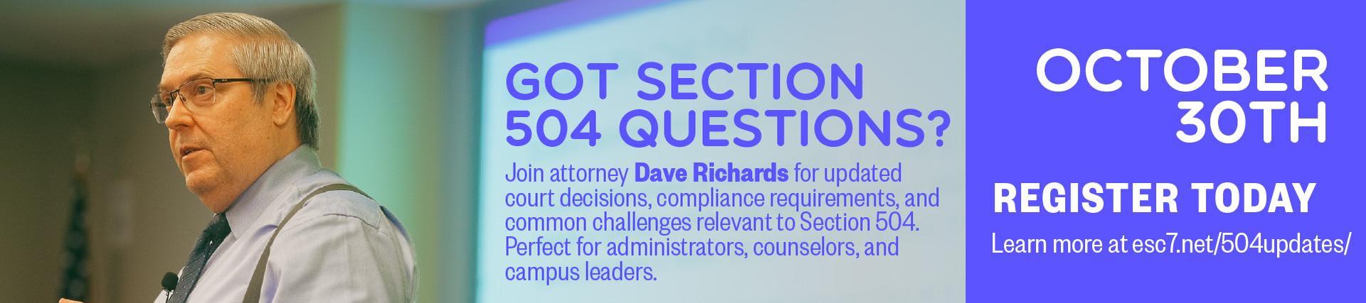 Section 504 Legal Updates workshop graphic