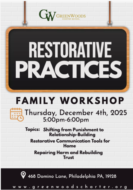 Save the Date! Restorative Practices Family Workshop on Thursday, December 4th, 2025, from 5:00–6:00 p.m. Featured Photo