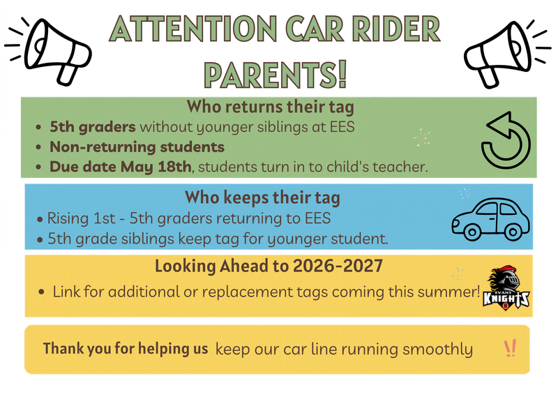 Car Rider Tag Return Information