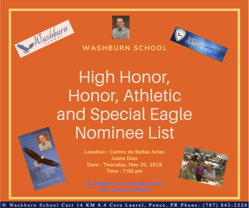 Washburn School High Honor, Honor, Special Awards, and Athletic Award Nominees and Recipients