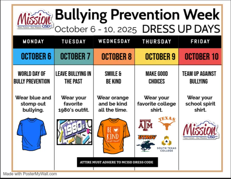 Bully Prevention Week at Pearson Elementary - Dress Up Themes Featured Photo