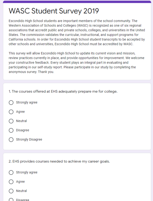 WASC Student Survey