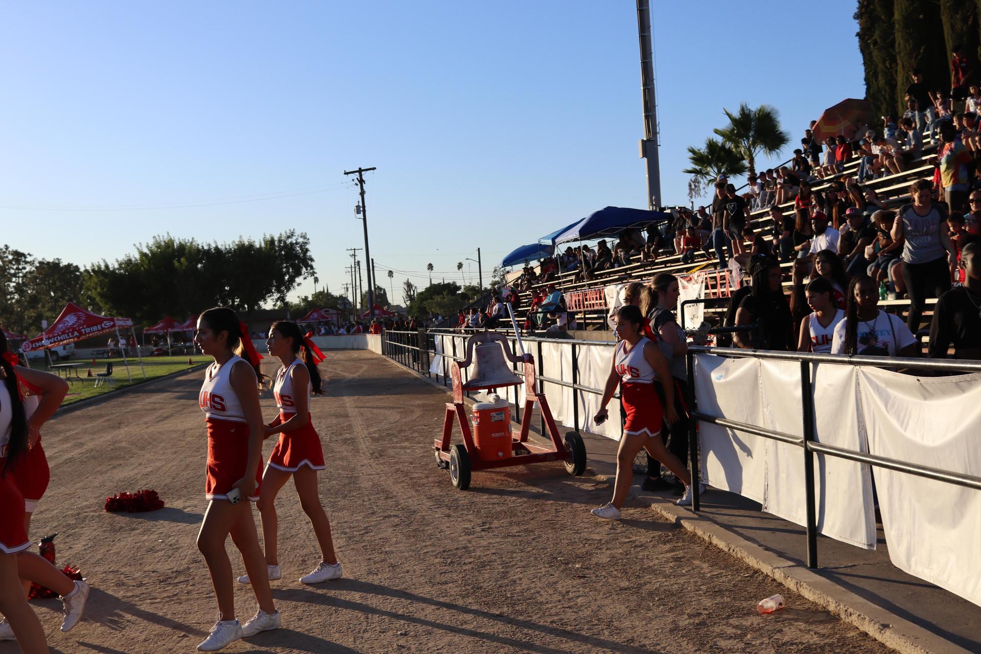 junior varsity cheerleaders at the Kerman game