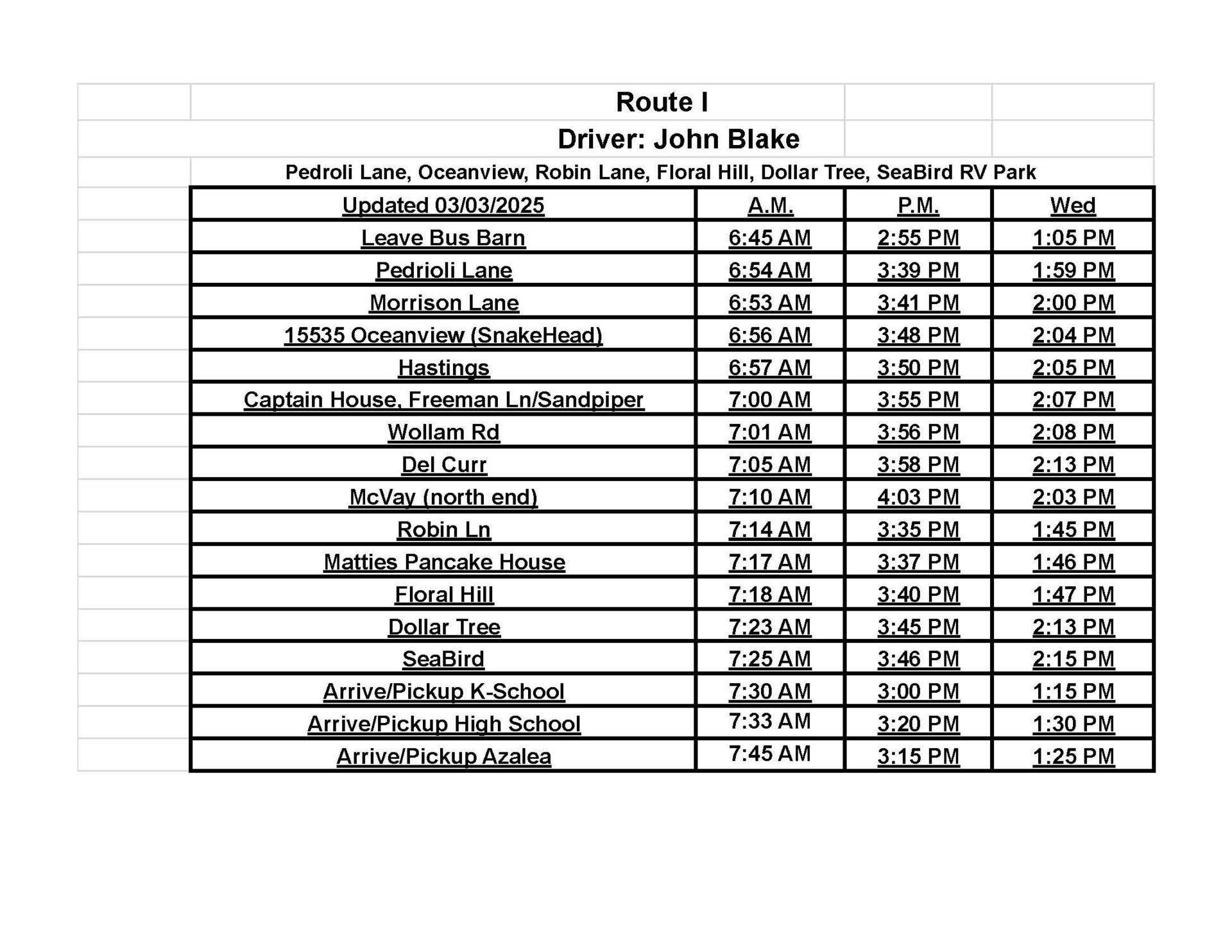 updated schedule as of 9 5 2025