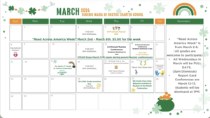 March Calendar English