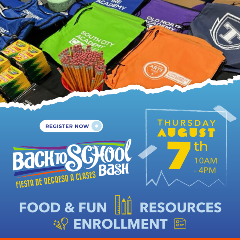 Colorful flyer for back to school bash