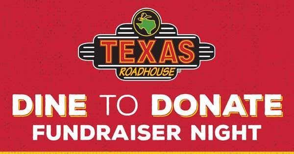 Texas Roadhouse fundraiser night announcement with bold text.