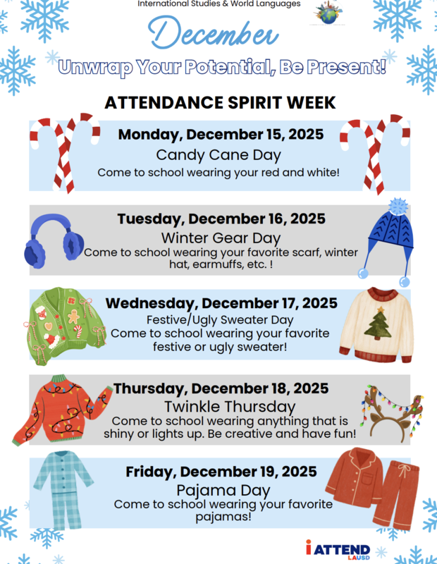 Picture of each outfit for the week