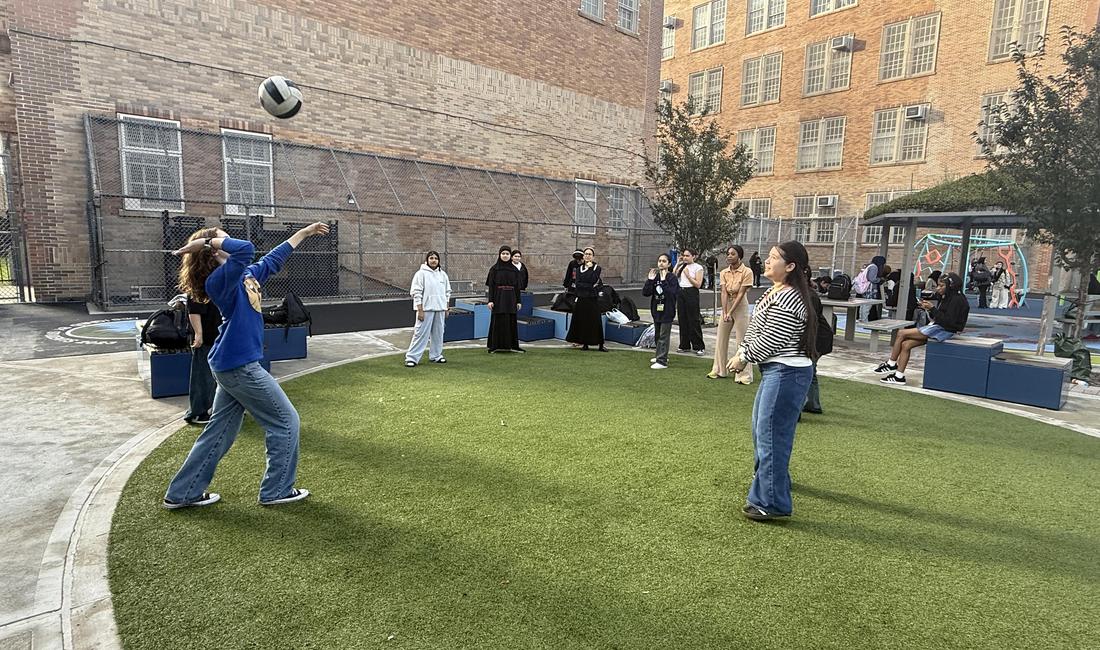 Students in the schoolyard