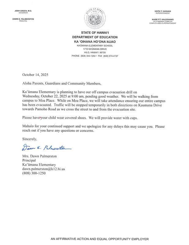 Off-Campus Evacuation Letter - October 22, 2025